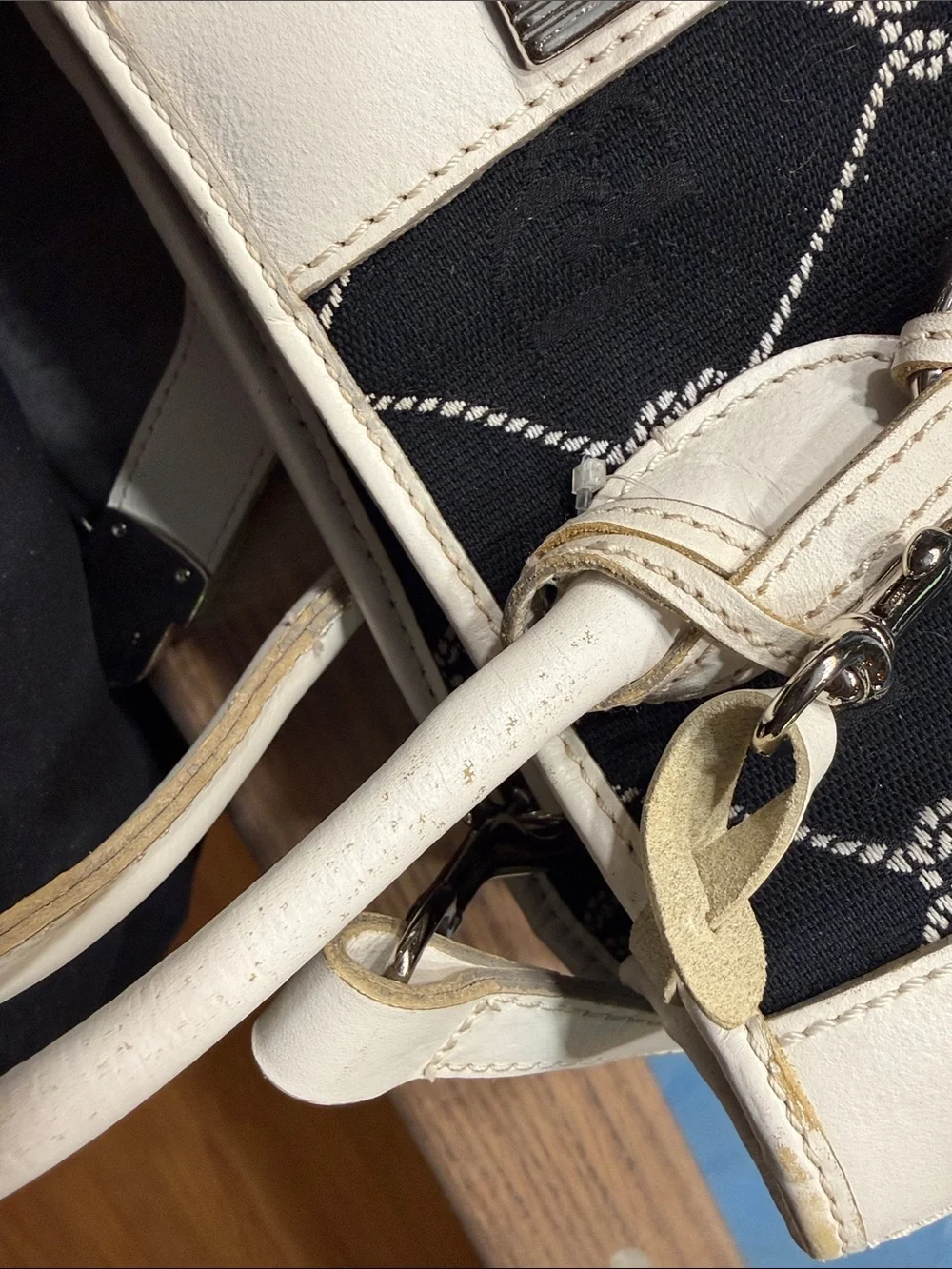 Dooney & Bourke Black with Cream Trim Satchel